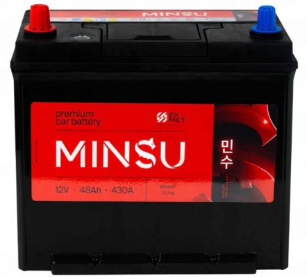 MINSU Asia 48Ah 430A (L+) тонкие клеммы, низкий корпус B24L для Hyundai/Kia