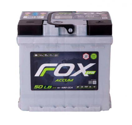 FOXACCUM EFB (50 А/ч, 450А) R+, низкий корпус LB1 для Hyundai Solaris/Kia Rio