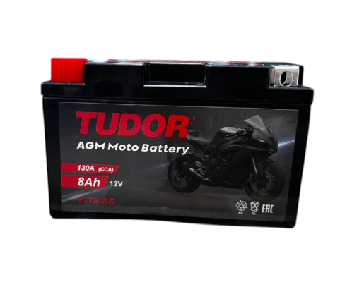 Tudor YT7B-BS (8 А/ч, 130A) L+, AGM Dry с электролитом, Yamaha TMAX 500 / Honda CB600F Hornet - фото 1