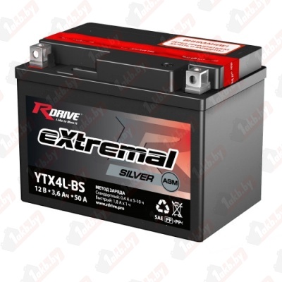 RDrive eXtremal Silver AGM YTX4L-B (3,5 A/h), 50A R+