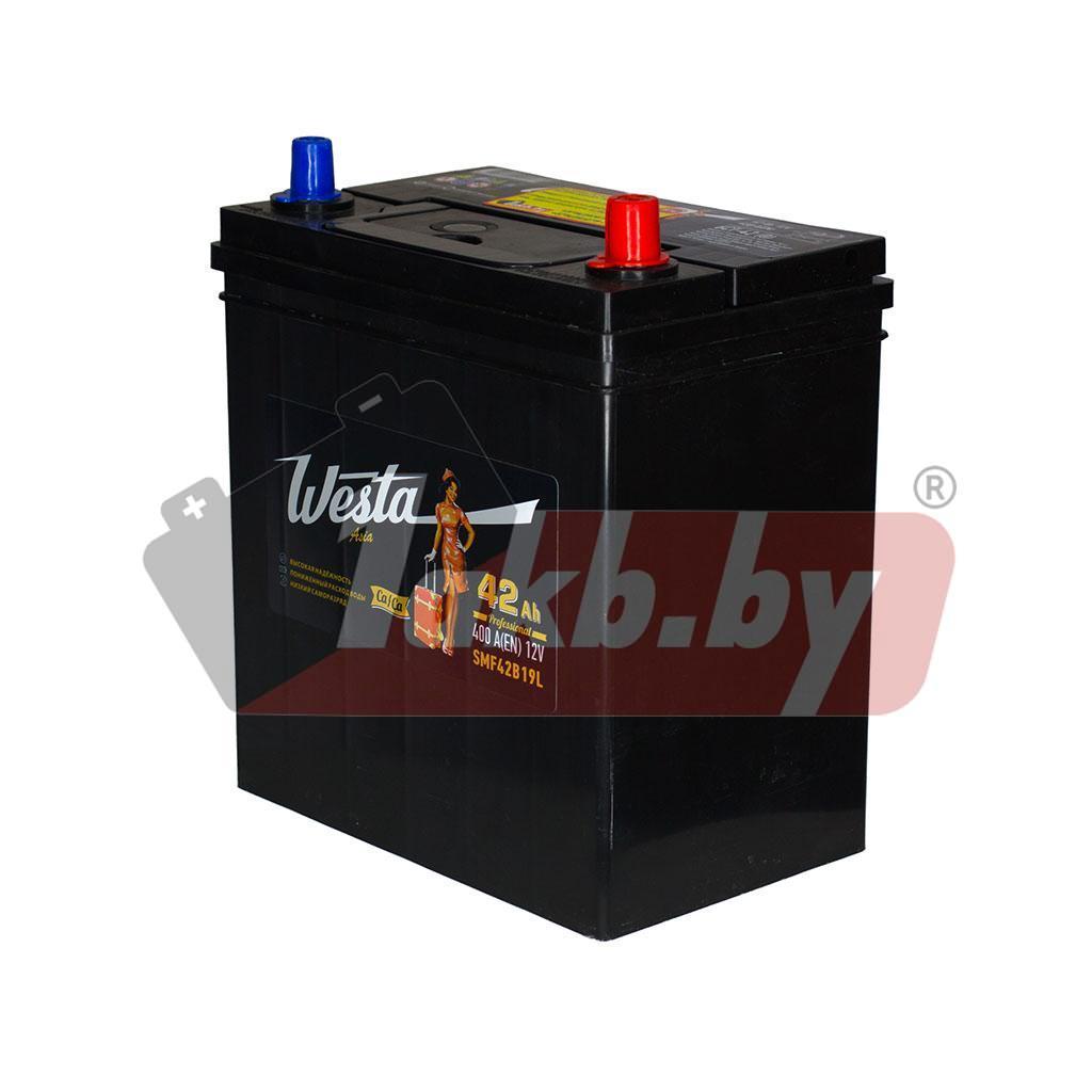 Westa Black Asia (42 А/ч, 400А) Обратная (R+), узкие клеммы JIS B19 для Kia Picanto / Hyundai Getz - фото 3