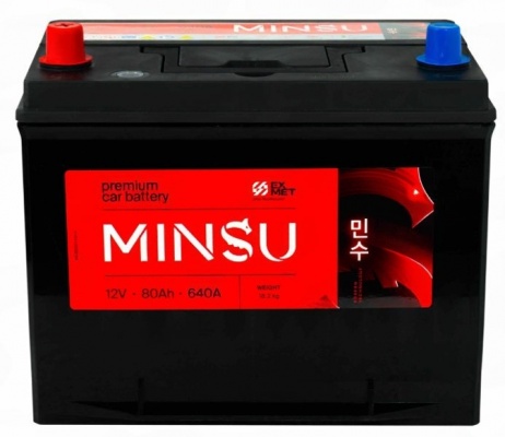 MINSU Asia (80 А/ч, 640А) L+, JIS D26L низкий корпус 225мм для Hyundai/Kia
