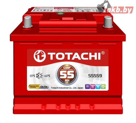 Totachi CMF55559 (55 А/ч, 480А) Обратная (R+), узкий корпус B24L для Nissan Note / Honda Fit
