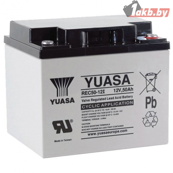 Аккумулятор для ИБП Yuasa Rec50-12 (50 А/ч) AGM, циклический режим, клеммы F2, системы связи и ОПС