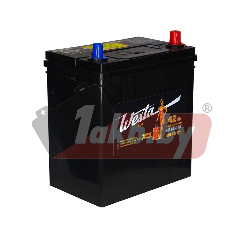Westa Black Asia (42 А/ч, 400А) Обратная (R+), узкие клеммы JIS B19 для Kia Picanto / Hyundai Getz - фото 2