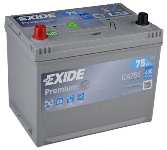 Exide Premium EA755 (75 A/h), 630A L+