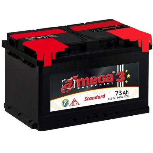 A-mega Standard 6СТ-73 (73 A/h), 640A R+ низ.