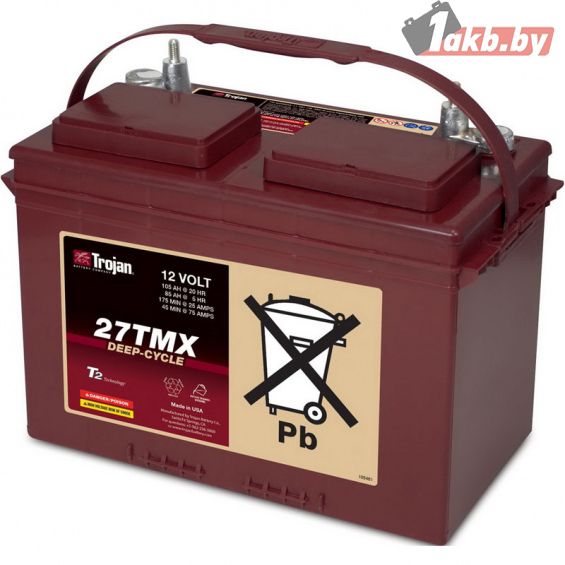Trojan 27TMX (89 Ач C5 / 105 Ач C20) Тяговый Deep Cycle, Dual Terminal (под болт+конус)
