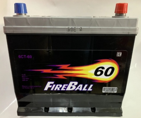 FireBall Asia 60Ah 540A (EN) R+ с бортом, азиатский корпус D23 для Hyundai/Kia