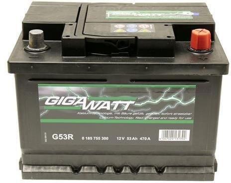 GIGAWATT U-3073-LB2 (53 А/ч, 470А) Обратная полярность, Низкий корпус 175 мм для Hyundai/Kia