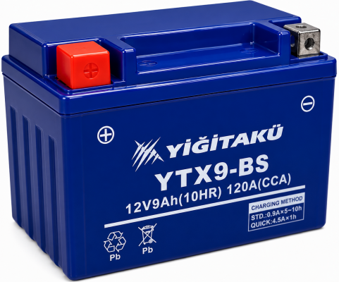 YIGITAKU YTX9-BS (9 А/ч, 120А) L+, AGM Dry Charged для Honda CB400 / Yamaha FZ6