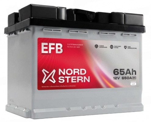 NORDSTERN EFB (65 А/ч, 650А) Обратная полярность, усиленный пусковой ток для Start-Stop Toyota/Lexus NORDSTERN EFB (65 А/ч, 650А) Обратная полярность, усиленный пусковой ток для Start-Stop Toyota/Lexus