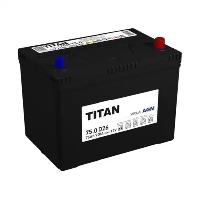 Titan AGM Asia (75 А/h), 700A R+