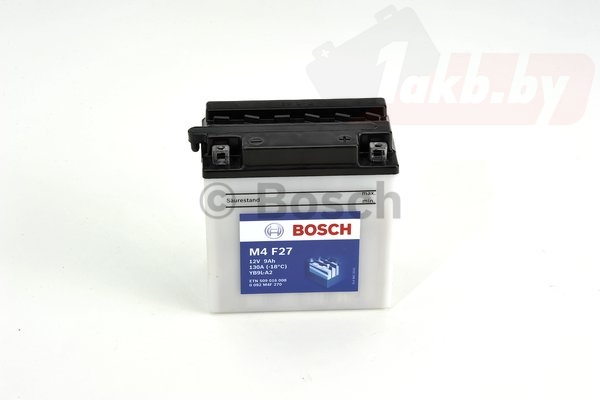 Bosch M4 F27 (9 А/ч, 130A) R+, AGM мотоаккумулятор YB9L-A2 для Honda CB/Yamaha