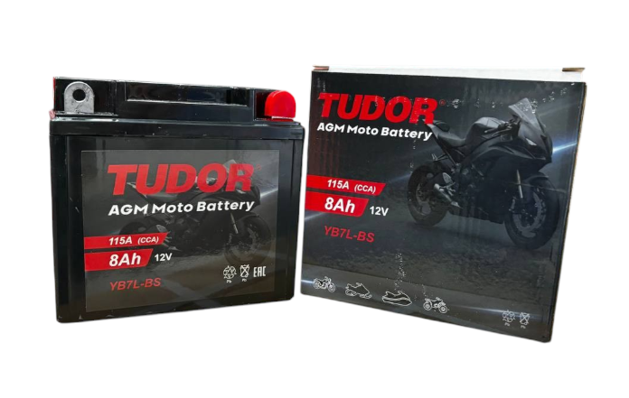 Tudor YB7L-BS (8 А/ч, 130А) Обратная (R+), AGM Maintenance Free для Honda CB/CBR/Yamaha - фото 3