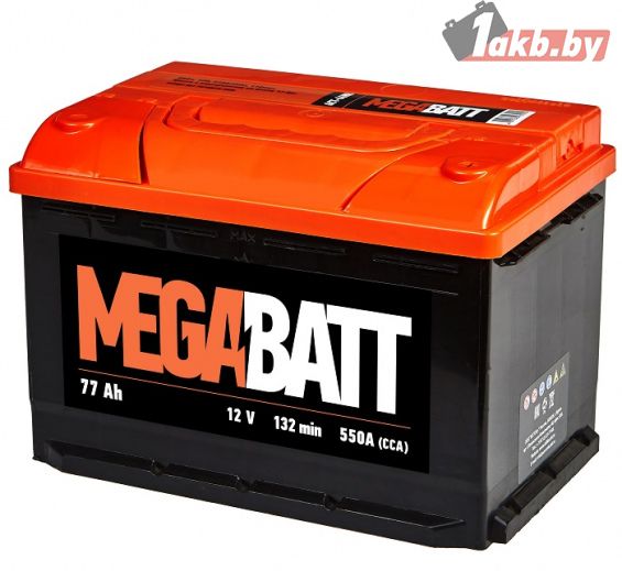 Mega Batt 6СТ-77 (77 А/ч, 550А) Обратная полярность, низкопрофильный 190 мм для Hyundai Santa Fe и Kia Sorento