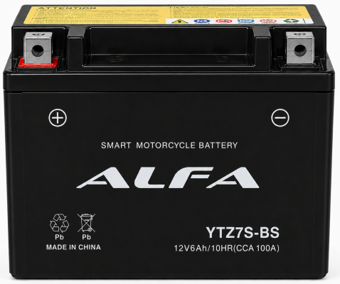 ALFA YTZ7S-BS (6 А/ч, 90А) Обратная (R+), AGM герметичный для Honda CBR600RR / Yamaha YZF-R6