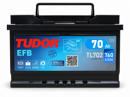 Tudor Start-Stop EFB TL702 (70 A/h), 760A R+ низ.