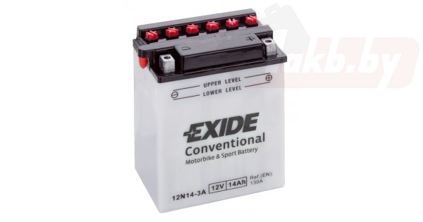 Exide 12N14-3A (14 А/ч, 130А) Обратная (L+), сухозаряженный с электролитом, для мотоциклов и снегоходов