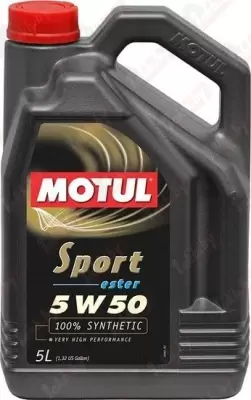 MOTUL 102716 моторное синтетическое 5 л - SPORT 5W50 API SM/CF, формула на основе сложных эфиров (эстеров)