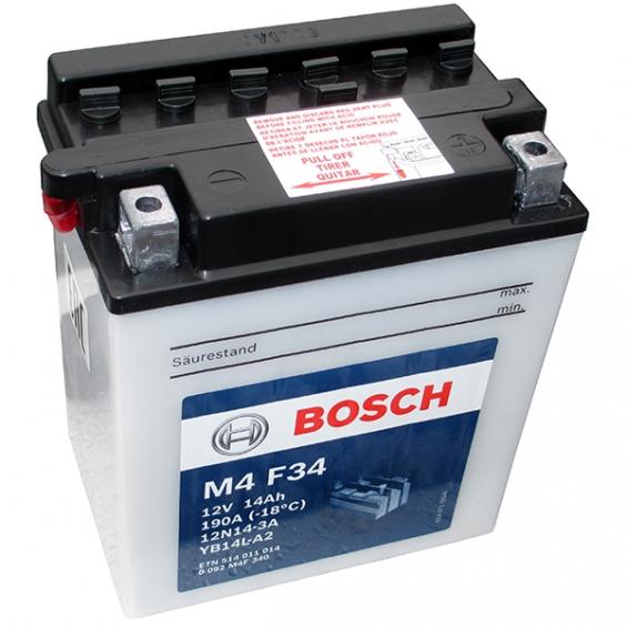 Bosch M4 F34 YB14L-A2 (14 А/ч, 190А) Обратная (R+), AGM для мототехники - фото 1