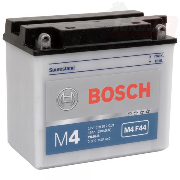 Bosch M4 F44 (19 А/ч, 240А) L+, мотоаккумулятор AGM 176×101×156 мм