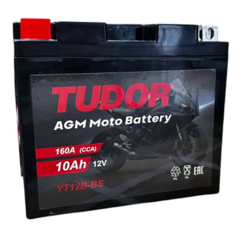 Tudor YT12B-BS (10 А/ч, 160А) L+, AGM мотоаккумулятор для Honda CB500F / Yamaha MT-07 - фото 2