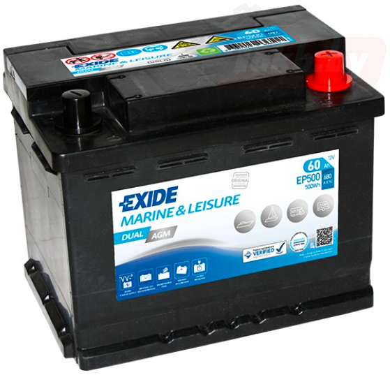 Exide Dual AGM EP500 (60 A/h), 500Wh, 680A