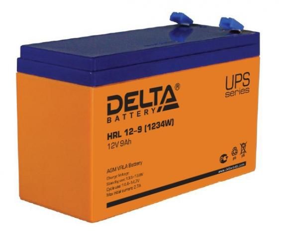 Аккумулятор Delta HRL 12-9 (12V 9Ah) AGM 34W F2 для ИБП и систем безопасности