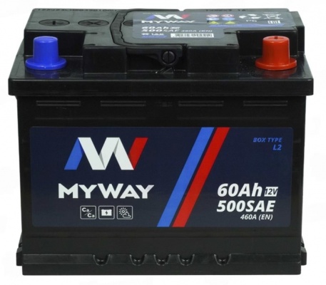 Аккумулятор MYWAY 60Ah 460A (R+) Обратная полярность, Ca/Ca L2 для Renault Logan/Sandero/Duster