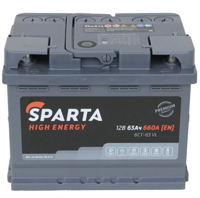 Sparta High Energy (63 А/ч, 660А) L+, повышенный пусковой ток для Ford Focus/Fiesta