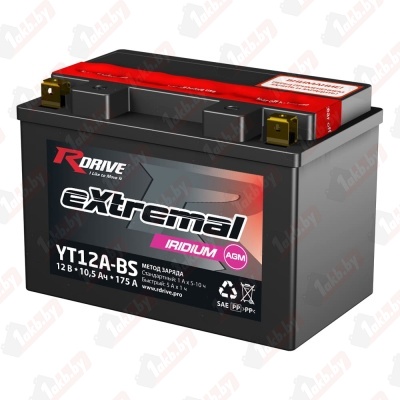 RDrive eXtremal Iridium AGM YT12A-BS (10,5 A/h), 175A L+