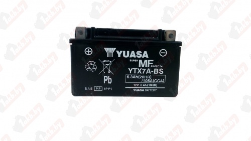 Yuasa YTX7A-BS (6 A/h), 105A L+