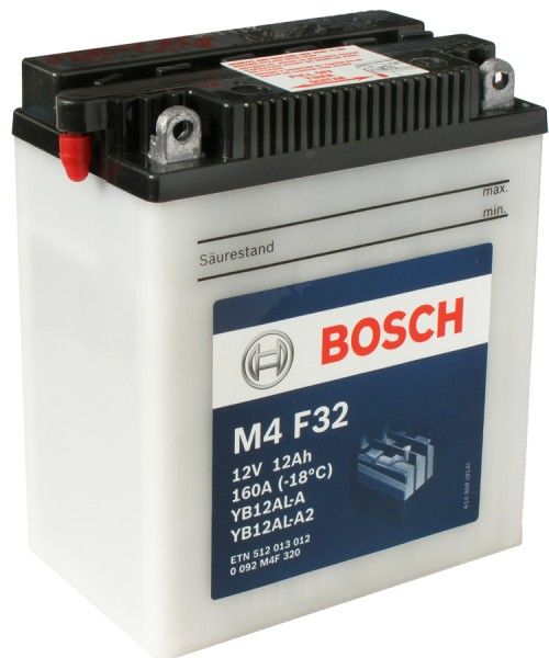 Bosch M4 F32 YB12AL-A (12 А/ч, 160А) R+, AGM с электролитом, для Honda CB/XL/Yamaha