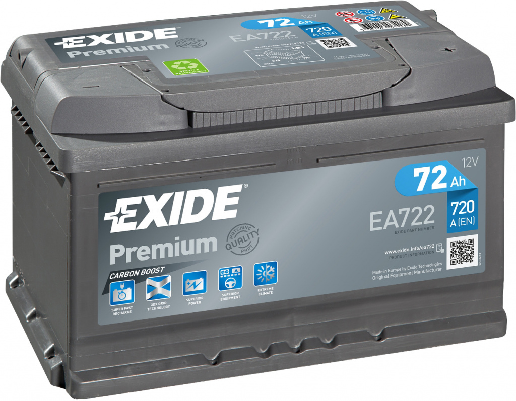 Exide Premium EA722 (72 A/h), 722A R+