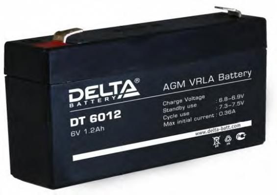 Аккумулятор Delta DT 6012 (1.2 А/ч) AGM, клеммы F1, для ИБП и систем безопасности
