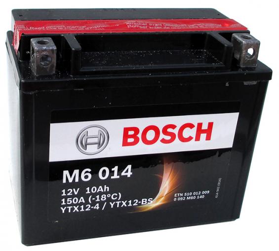 Bosch YTX12-BS (10 А/ч, 150А) L+, AGM мотоаккумулятор для Honda CB/Yamaha FZ/Suzuki GSX