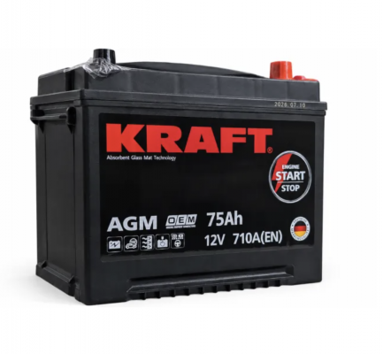 Аккумулятор KRAFT AGM Asia (75 А/ч) 710A R+ Аккумулятор KRAFT AGM Asia (75 А/ч) 710A R+
