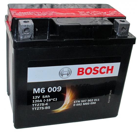 Bosch M6 YTZ7S-4 (6 А/ч, 130А) R+, AGM мотоаккумулятор 113×70×127 мм Honda CBR600RR / Yamaha YZF-R6
