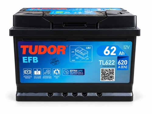 Аккумулятор Tudor EFB TL622 (62 A/h), 620A R+ низ.