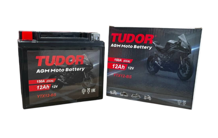 Tudor YTX12-BS (12 А/ч, 150А) L+, AGM мотоаккумулятор с электролитом в комплекте для Honda/Yamaha/Kawasaki - фото 3