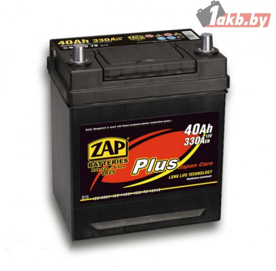 ZAP Plus 54079 (40 А/ч, 330А) L+, низкий корпус B19L для Hyundai/Kia