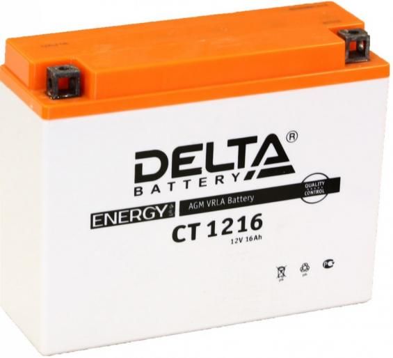 Delta CT 1216 (YB16AL-A2) (16 А/ч, 200А) Обратная (R+), AGM мотоаккумулятор с жидким электролитом
