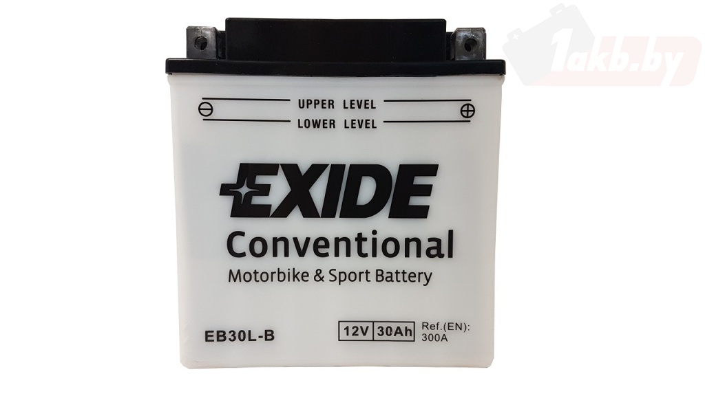 Exide EB30L-B (30 А/ч, 300А) Обратная полярность, Мотоаккумулятор YB30L-B для Harley-Davidson и тяжелых мотоциклов
