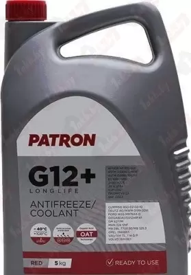 PATRON PCF2010 Антифриз 10кг (8.9л) - красный готовый, PATRON RED G12+, TL 774-D/F, G012A8DA1, G012A8FA1, WSS-M97B44-D, 6277M, MAN 324 SNF, MB 325.3, 1940663, 1381080