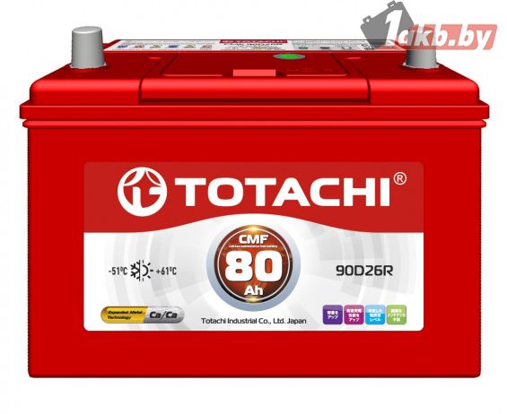 Totachi CMF90D26L (80 А/ч, 600 А) L+, Ca/Ca низкий корпус 225 мм для Mazda CX-5, Toyota RAV4