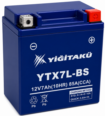 YIGITAKU YTX7L-BS (7 А/ч, 85А) R+, AGM мотоаккумулятор 114×71×131 мм для Honda Dio / Yamaha Jog YIGITAKU YTX7L-BS (7 А/ч, 85А) R+, AGM мотоаккумулятор 114×71×131 мм для Honda Dio / Yamaha Jog