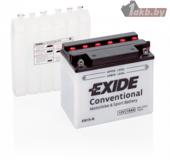 Exide EB16-B (19 А/ч, 190А) L+, мотоаккумулятор с повышенным током для Honda/Yamaha Exide EB16-B (19 А/ч, 190А) L+, мотоаккумулятор с повышенным током для Honda/Yamaha