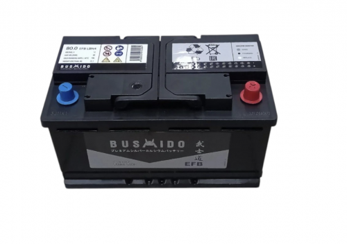 Bushido EFB (80 А/ч, 790А) Обратная (R+), Низкий корпус 175мм для Mazda CX-5, Toyota Camry