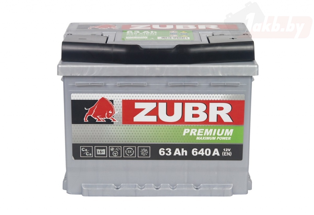 Zubr Premium New ZU631P (63 А/ч, 640А) Прямая полярность, Ca/Ca+Ag для Kia Rio / Hyundai Solaris Zubr Premium New ZU631P (63 А/ч, 640А) Прямая полярность, Ca/Ca+Ag для Kia Rio / Hyundai Solaris
